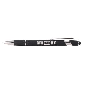 Faith Over Fear Pen – Black Soft Touch Ballpoint and Stylus