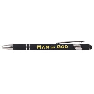 Man of God Pen – Black Soft Touch Ballpoint and Stylus