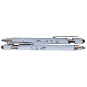 Blessed Quill Pen – Luke 1:45 Baby Blue Soft Touch with Stylus