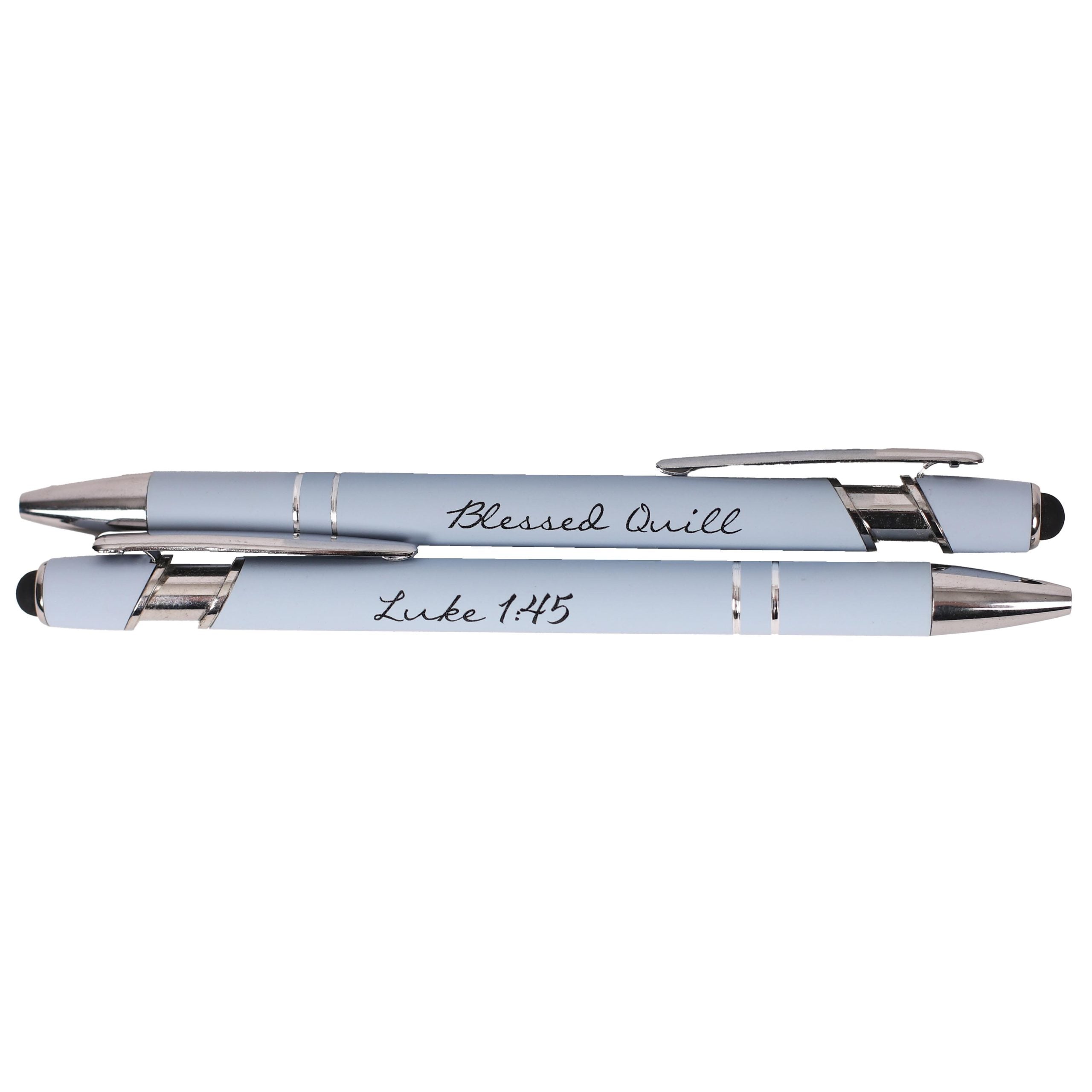 Blessed Quill Pen - Luke 1:45 Baby Blue Soft Touch with Stylus