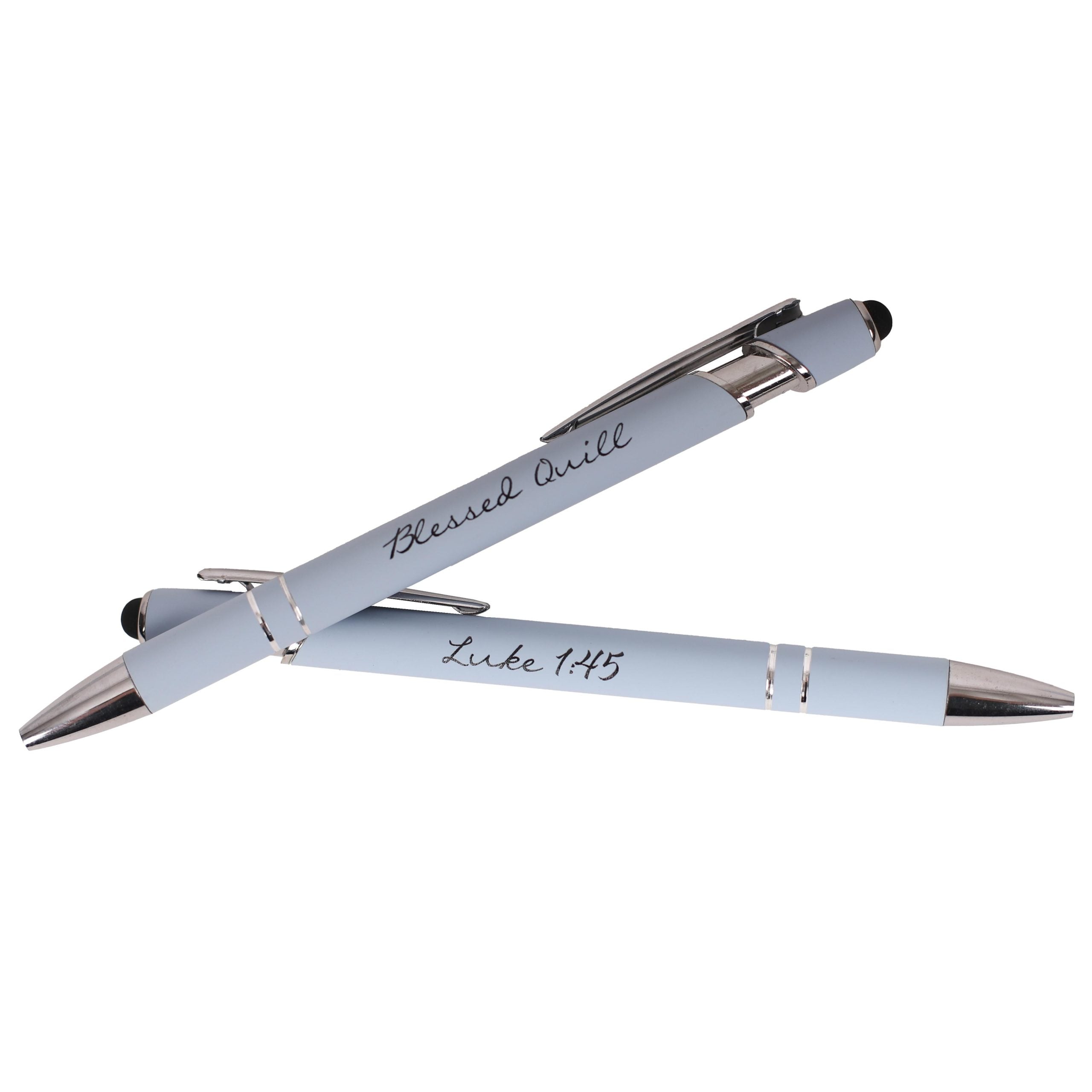 Blessed Quill Pen - Luke 1:45 Baby Blue Soft Touch with Stylus - Image 3