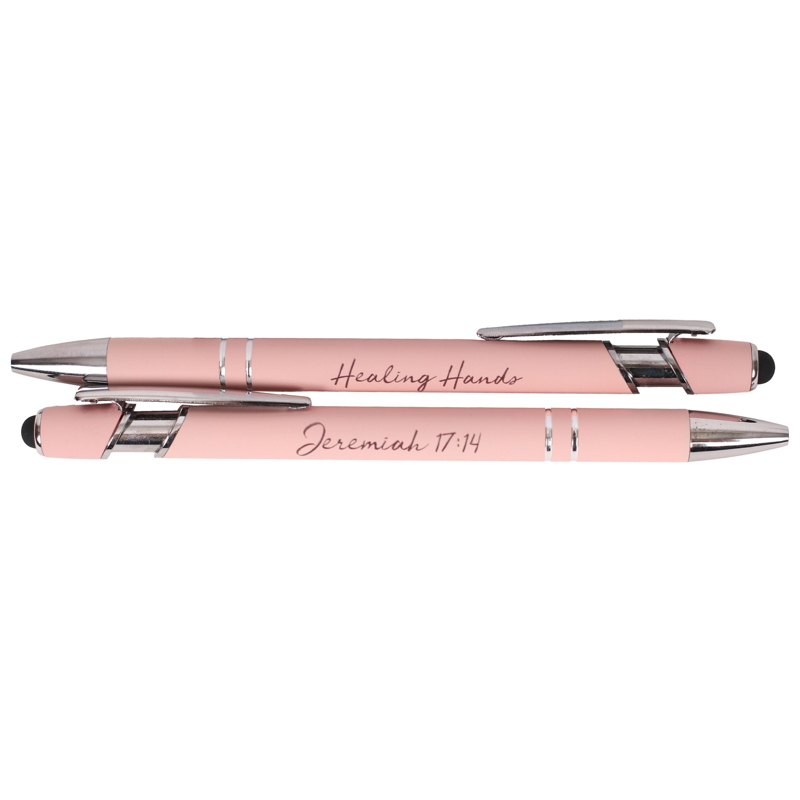 Healing Hands Pen - Jeremiah 17:14 Blush Soft Touch with Stylus