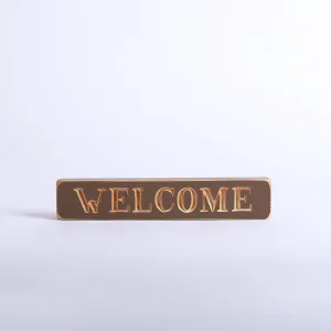 Sign Engraved Wood – Welcome – Brown – 1.75X9