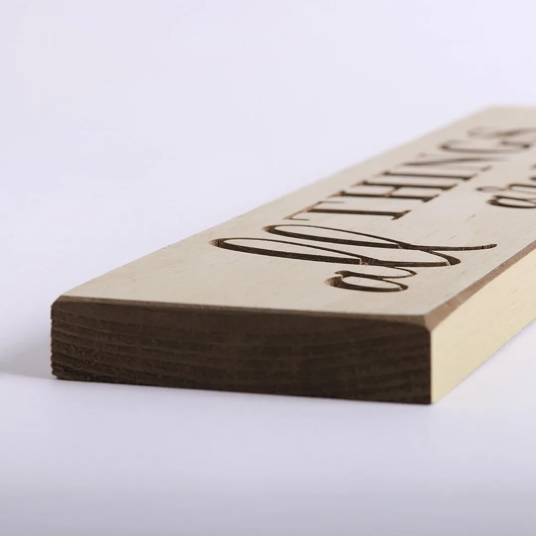 Sign Engraved Wood All Things Are Possible Cottage Green- Swanson Christian Products - Angle View Closeup