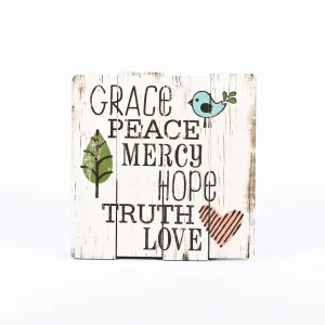 Wall Decor Wood Slat Grace Peace Mercy