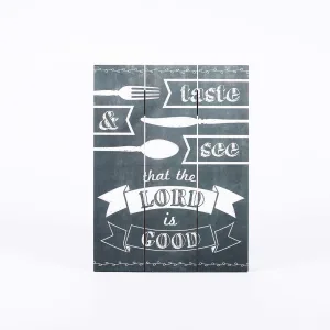 Wall Decor – Wood Slat Chalk Print – Taste & See