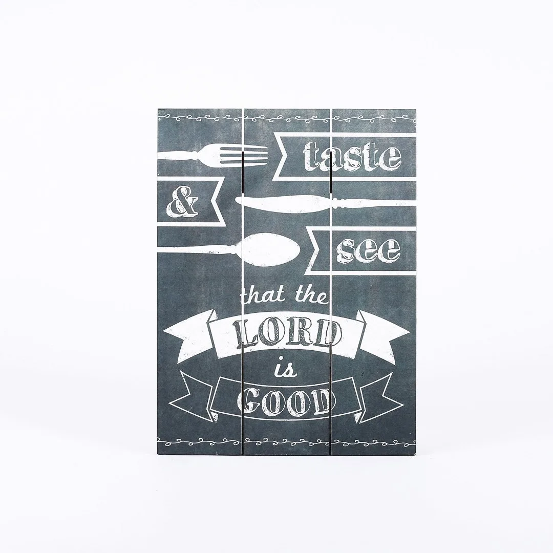 Wall Decor Wood Slat Chalk Print Taste & See- Swanson Christian Products