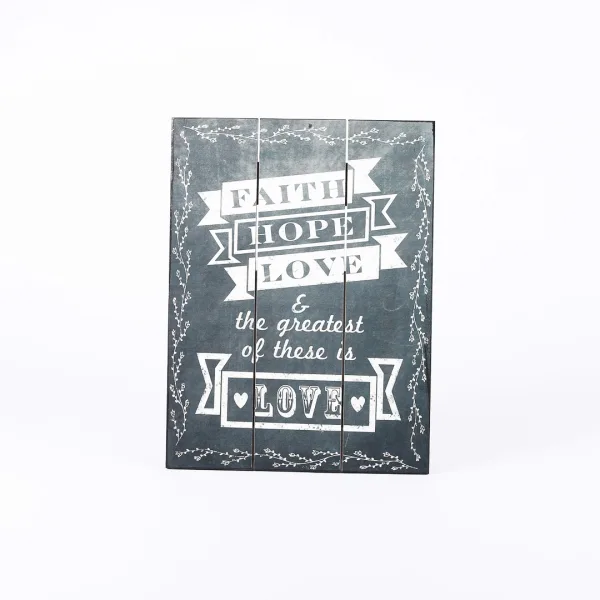 Wall Decor Wood Slat Chalk Print Faith Hope Love- Swanson Christian Products