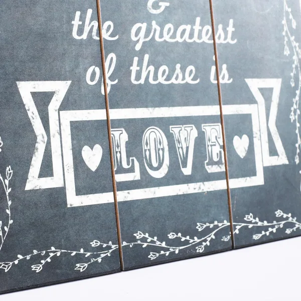 Wall Decor Wood Slat Chalk Print Faith Hope Love- Swanson Christian Products