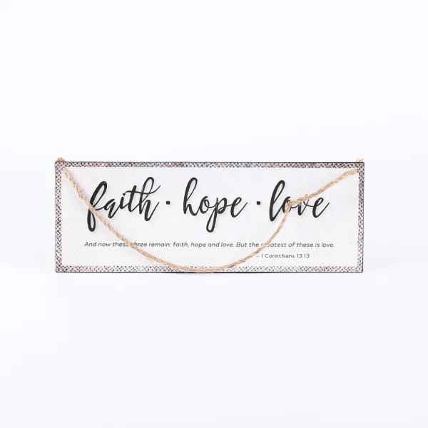 Wall Decor Metal w/ Rope Faith,Hope,Love- Swanson Christian Products