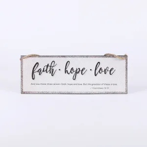 Wall Decor Metal W/ Rope Faith Hope Love
