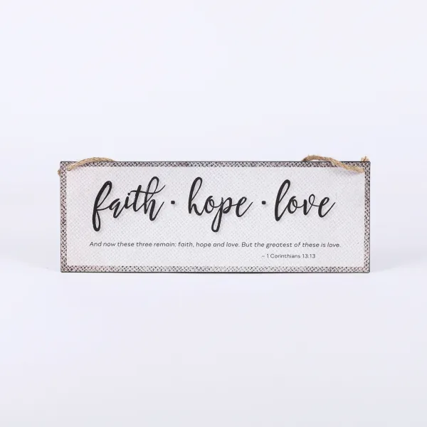 Wall Decor Metal w/ Rope Faith,Hope,Love- Swanson Christian Products