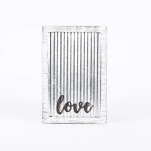 Wall Decor Corrugated Tin Love    18X11.75X.5