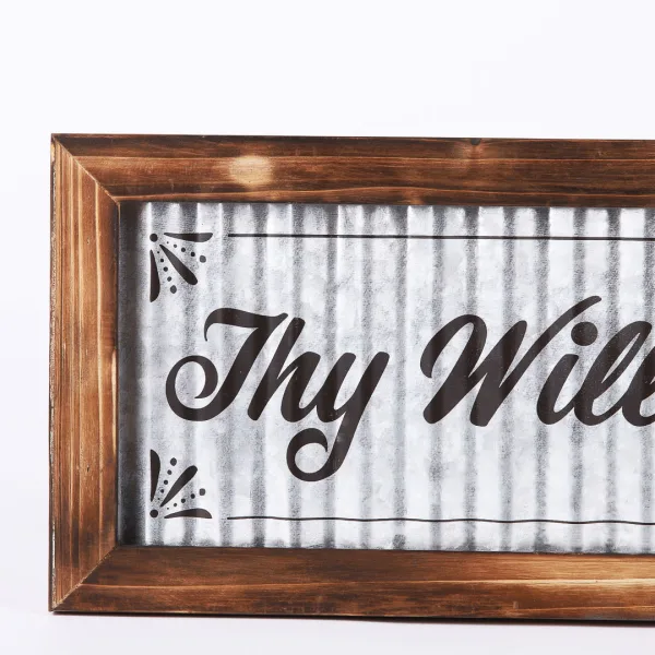 Wall Decor Corrugated Tin Thy Will Be Done 20x8x.5 | Swanson Christian Products