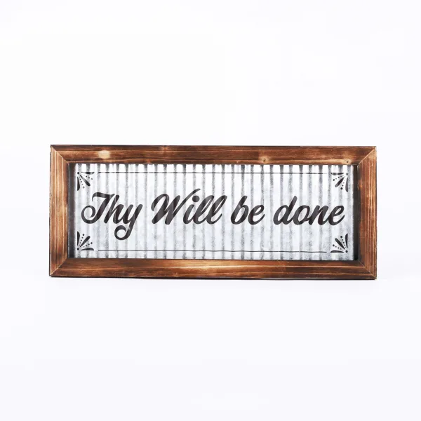 Wall Decor Corrugated Tin Thy Will Be Done 20x8x.5 | Swanson Christian Products