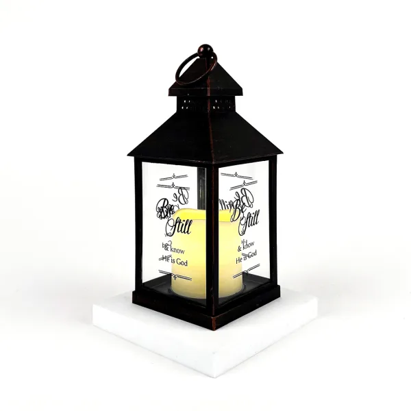 Lantern Led Candle- Black- Be Still- Swanson Christian Products