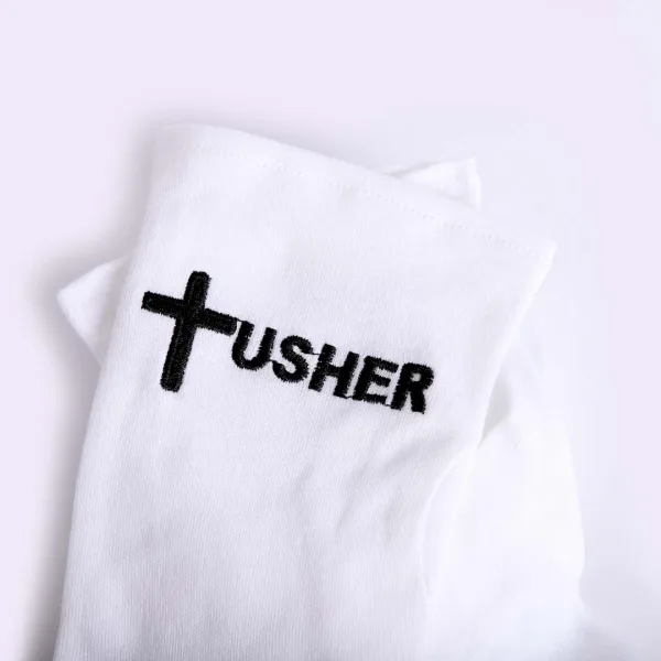 White Usher Glove Usher And Cross in Black- Swanson Christian Products