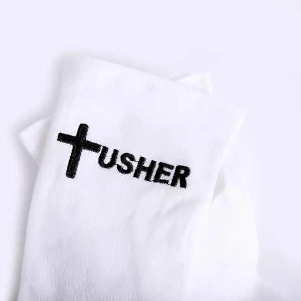 White Usher Glove Usher And Cross in Black- Swanson Christian Products
