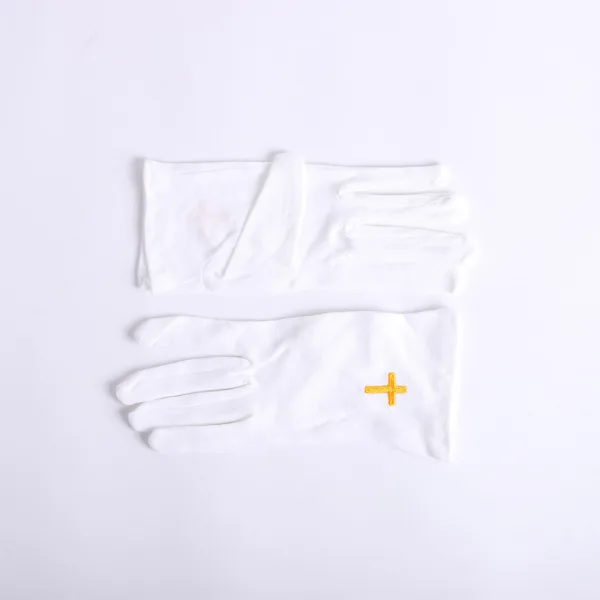 WHITE GLOVE W/ANTIQUE GOLD CROSS M