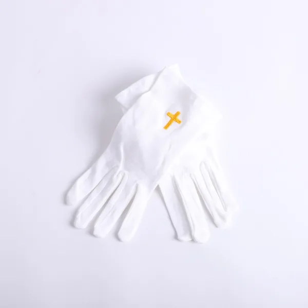 WHITE GLOVE W/ANTIQUE GOLD CROSS M