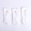 WHITE GLOVE W/ANTIQUE GOLD CROSS M