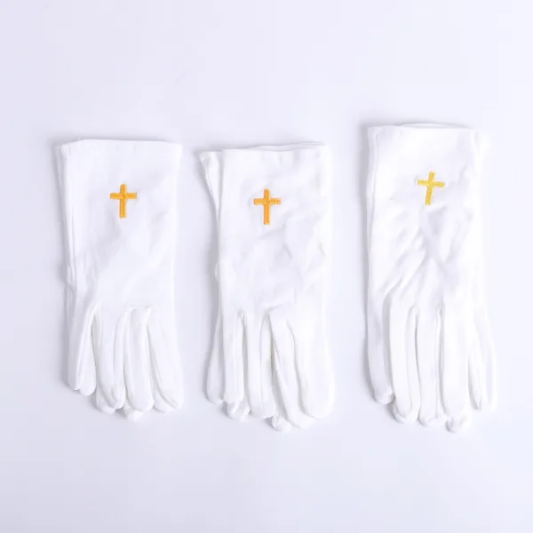 WHITE GLOVE W/ANTIQUE GOLD CROSS M