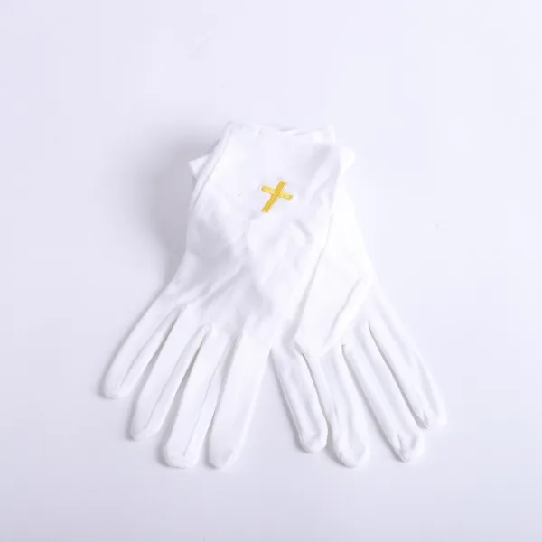 WHITE GLOVE W/ANTIQUE GOLD CROSS M