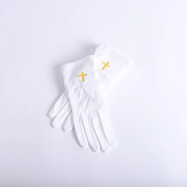 WHITE GLOVE W/ANTIQUE GOLD CROSS M
