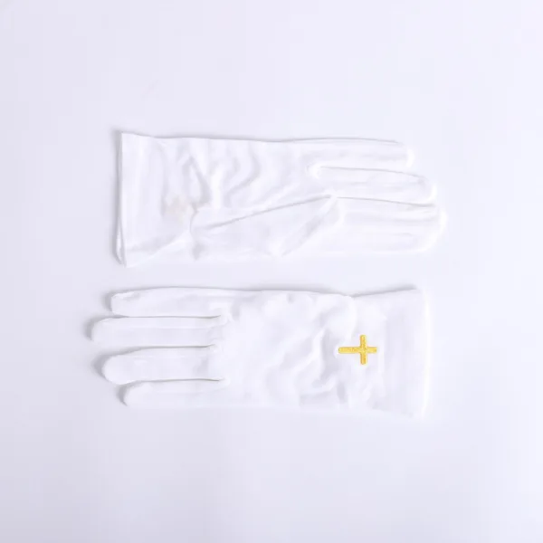 WHITE GLOVE W/ANTIQUE GOLD CROSS M
