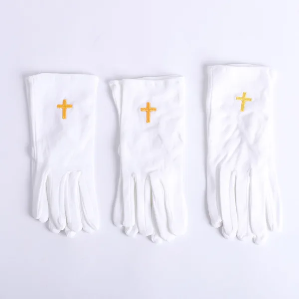 WHITE GLOVE W/ANTIQUE GOLD CROSS M