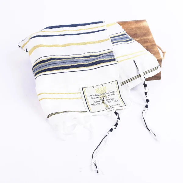Prayer Shawl Gold And Navy Traditional Messianic w/ Tallit- Swanson Christian Products