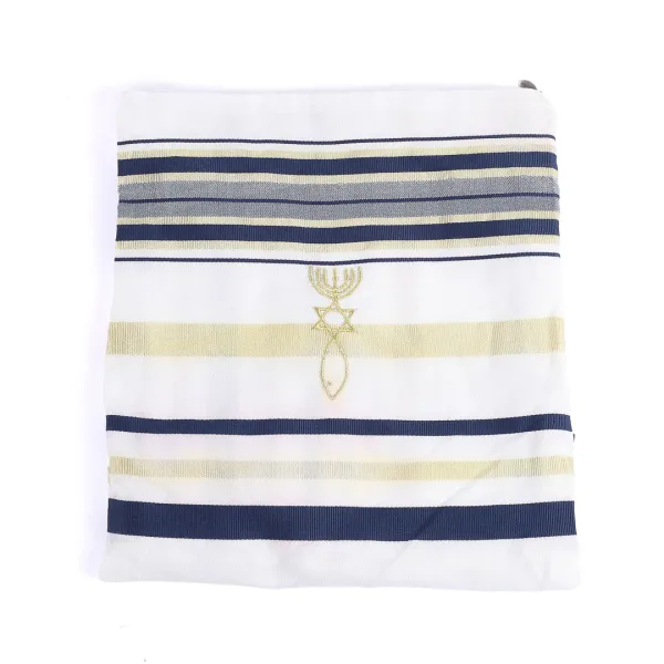 Prayer Shawl Gold And Navy Traditional Messianic w/ Tallit- Swanson Christian Products
