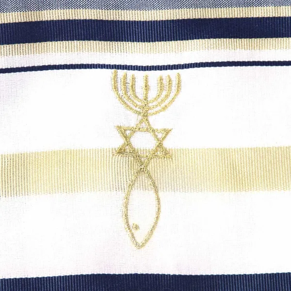 Prayer Shawl Gold And Navy Traditional Messianic w/ Tallit- Swanson Christian Products