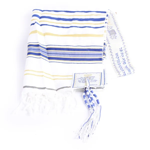 Prayer Shawl – Gold and Royal Blue – Traditional Messianic with Tallit – 72″ X 22″ | Swanson Christian Products