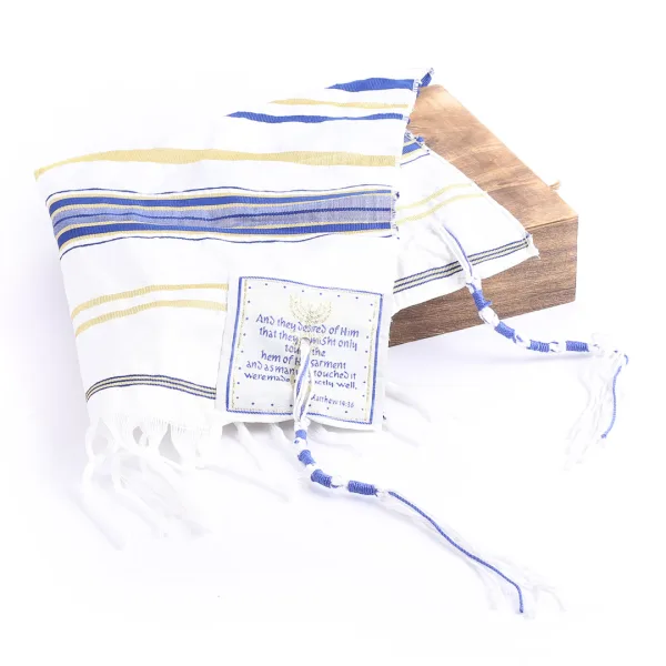 Prayer Shawl – Gold and Royal Blue – Traditional Messianic with Tallit – 72″ X 22″ | Swanson Christian Products