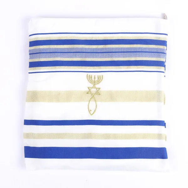Prayer Shawl – Gold and Royal Blue – Traditional Messianic with Tallit – 72″ X 22″ | Swanson Christian Products