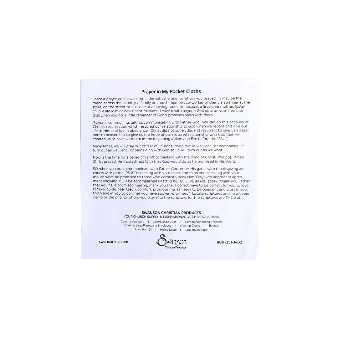 Prayer Cloth Cross/Thorns 1 Peter 2:24- Swanson Christian Products