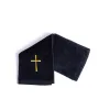 Black Cotton pastor towel with embroidered gold cross
