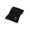 Black Cotton pastor towel with embroidered gold cross