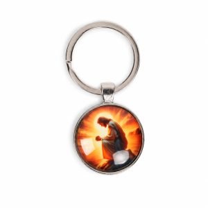 Jesus Praying Keychain – Glass Dome Sunrise Scene – Pack of 3
