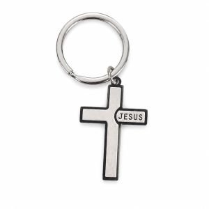 Stainless Steel Cross Keychain – Jesus Name Charm – Pack of 3
