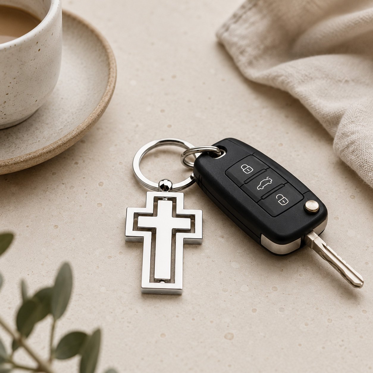 Spinning Cross Keychain - Polished Silver Nested Design - Pack of 3 - Image 3