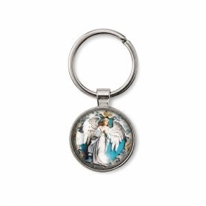 Angel Keychain – Praying Angel Glass Dome Pendant – Pack of 3