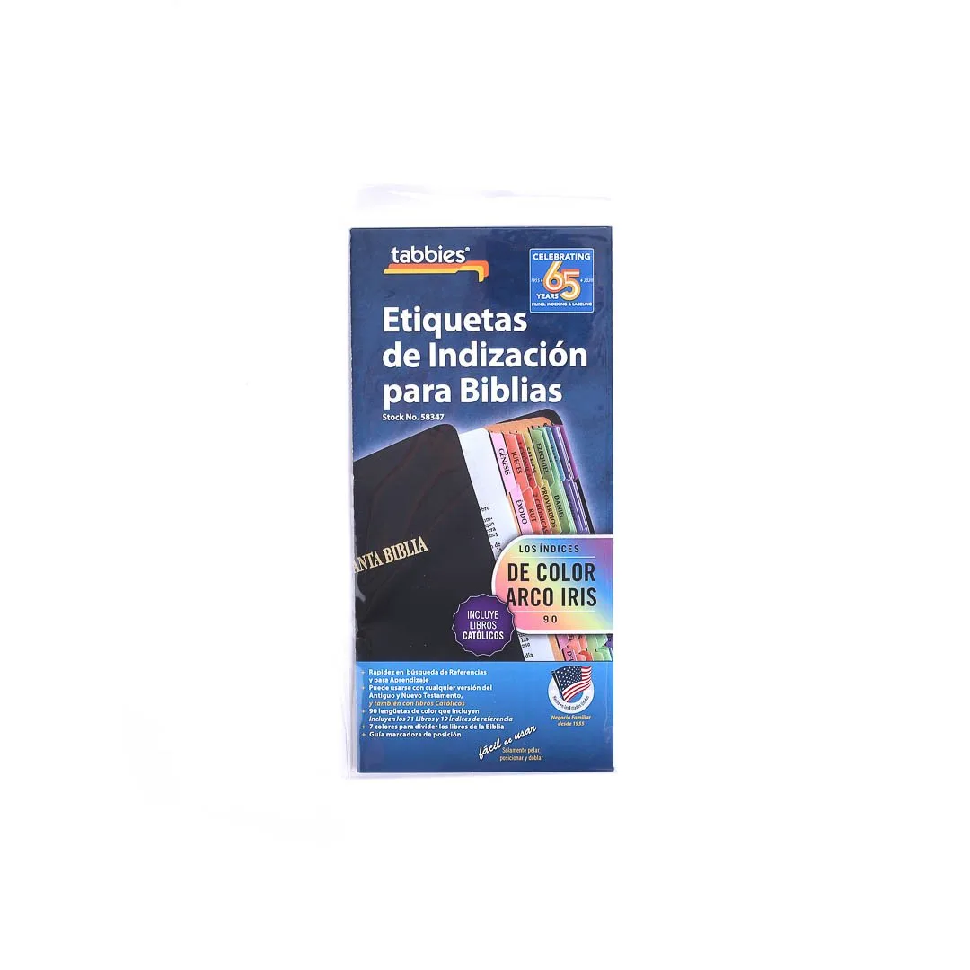 thumbnail image 2 of Tabbies Rainbow Spanish Bible Index Tabs - 90 Pre-cut Self-Adhesive Tabs 2 of 12