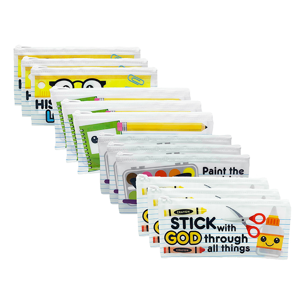 Pencil Cases - Assorted Wording - Pack 12