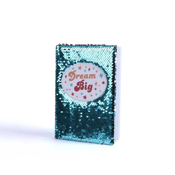 Dream big sequin journal notebook- diary- turquoise with rose gold- Swanson Christian Products