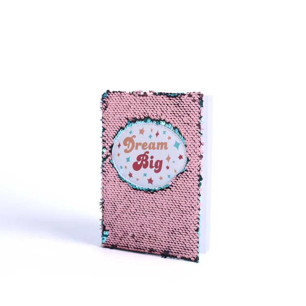 Dream big sequin journal notebook- diary- turquoise with rose gold- Swanson Christian Products