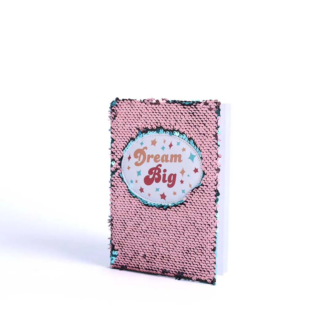 Dream big sequin journal notebook- diary- turquoise with rose gold- Swanson Christian Products
