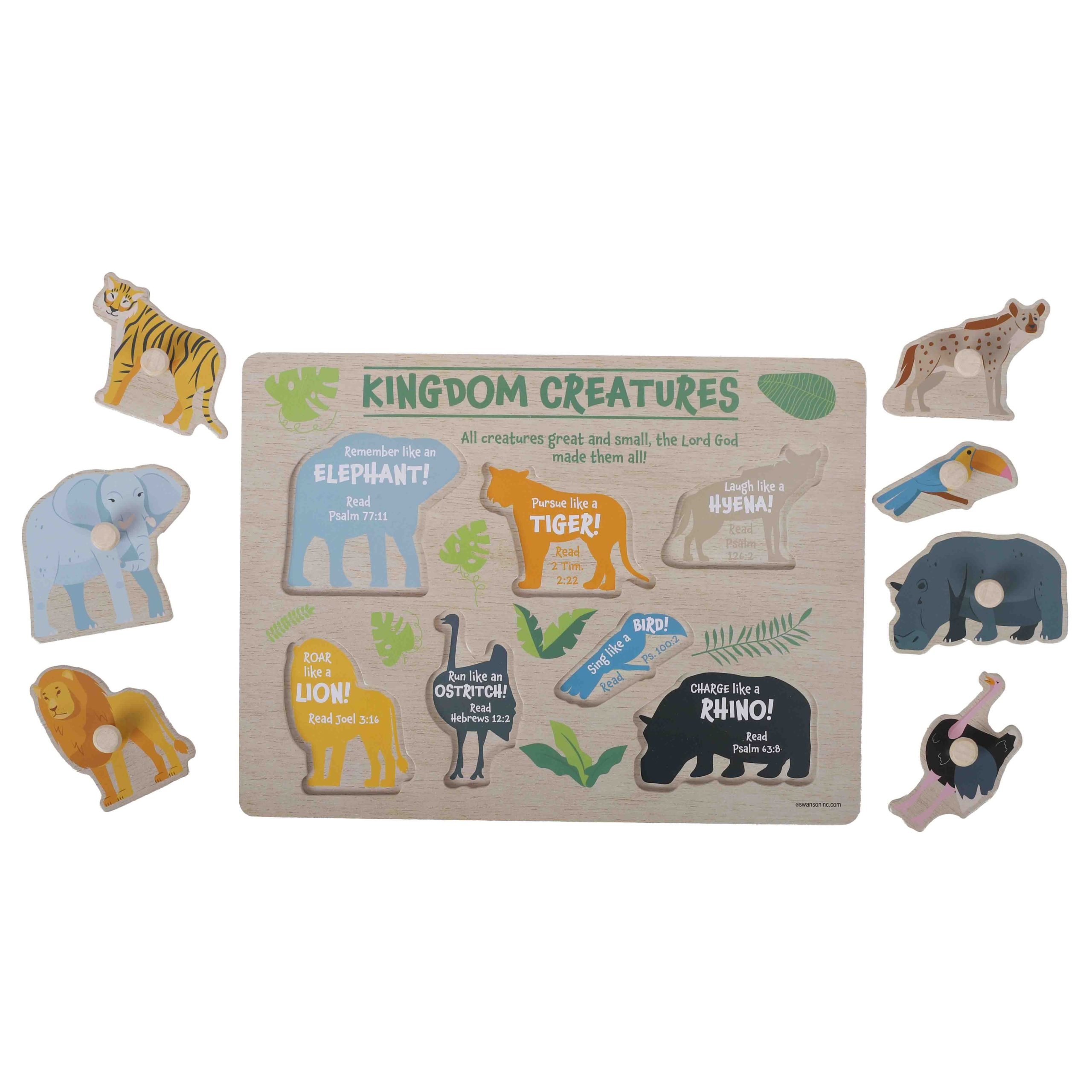 Wooden Puzzle with Pegs - Kingdom Creatures - Image 2