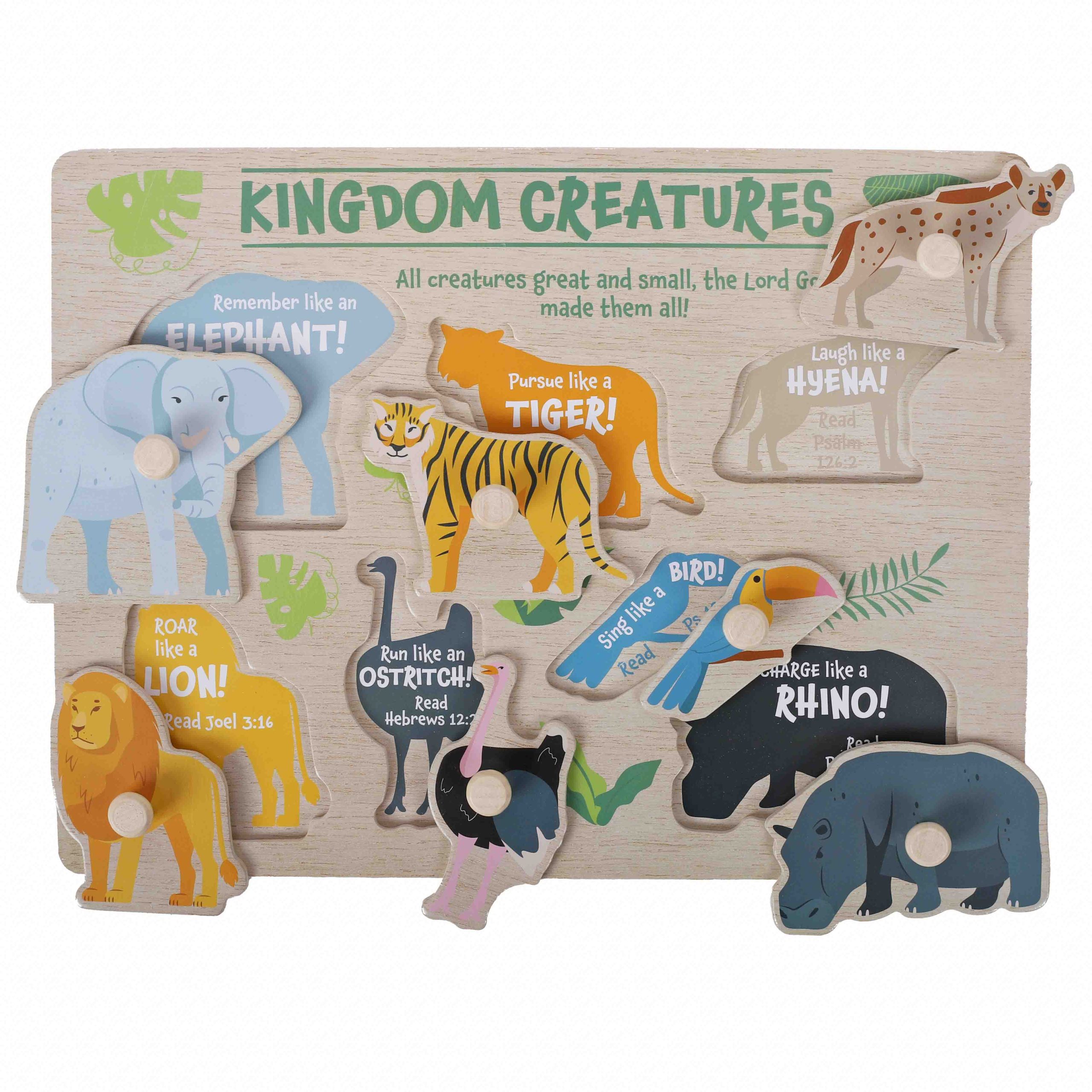 Wooden Puzzle with Pegs - Kingdom Creatures